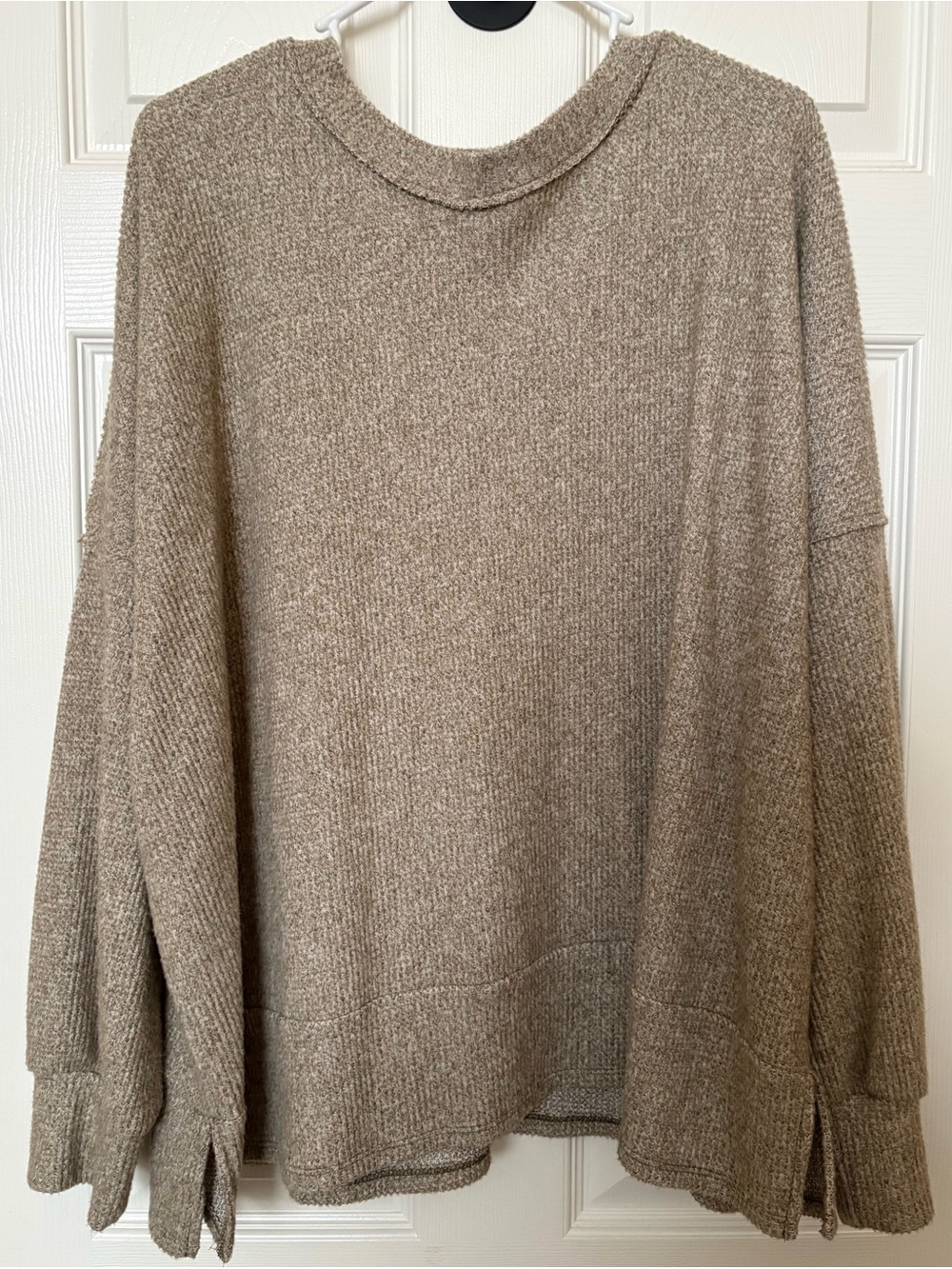 Cherish Taupe Crewneck Oversized Knit Sweater